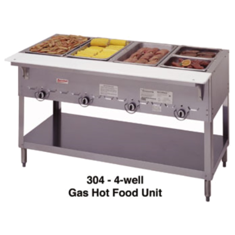 Duke 304-NG Aerohot 4-Well Gas Steam Table / Hot Food Station 59" - NG - 10,000 BTU