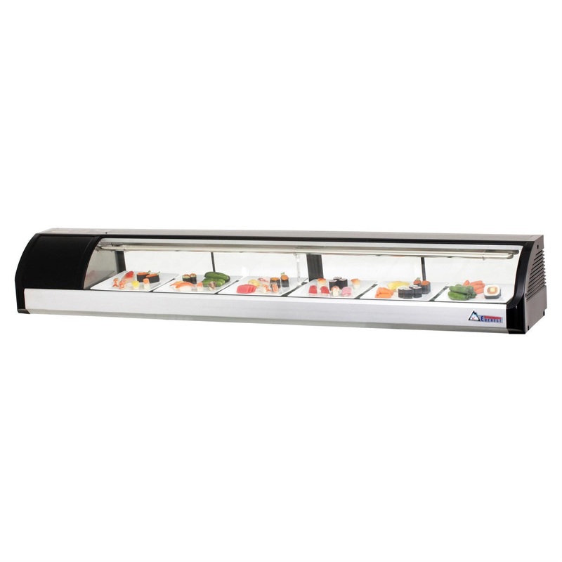 Everest Refrigeration ESC83L Countertop Refrigerated Display Case w/ Four Rear Sliding Glass Doors and Left Compressor Mount 83" - 115V