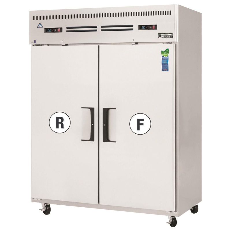 Everest Refrigeration ESWRF2 2-Section 2 Solid Wide Door Reach-In Dual Temp Refrigerator/Freezer Combo 59" -115V