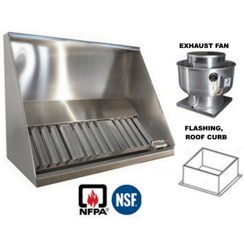 JRSVHC8-FF 8ft Jean's Concession Vent Hood with Exhaust Fan and Flashing