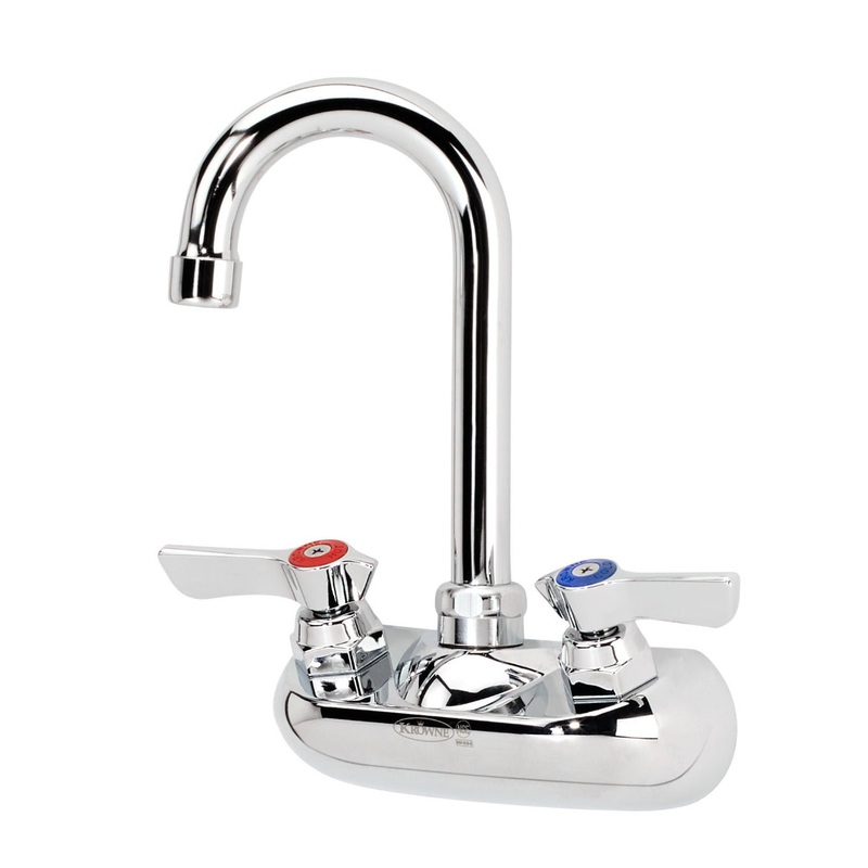 Krowne 10-400L Splash Mount Faucet with 3-1/2" Gooseneck Spout - 4" Centers