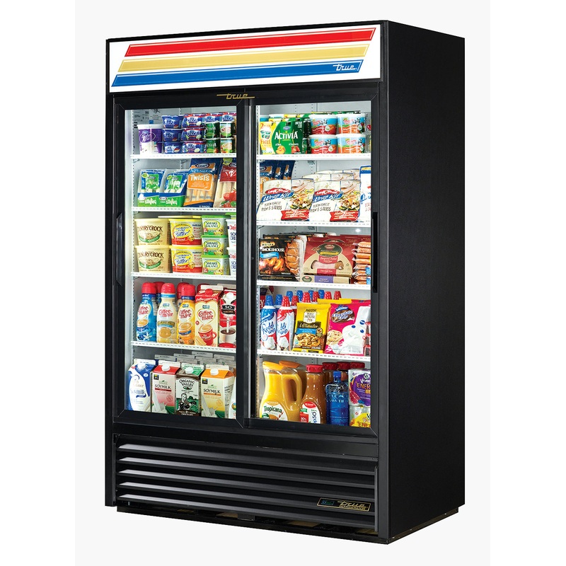 True GDM-45-HC-LD Black 2 Glass Slide Door Refrigerated Merchandiser 51" - 115v