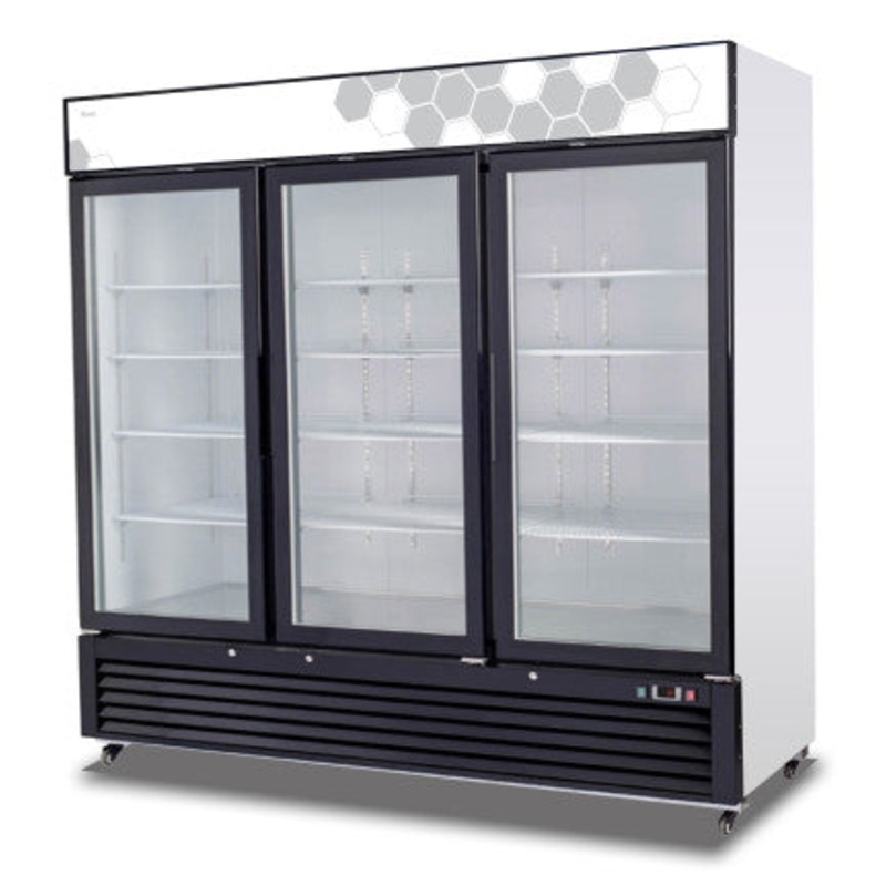 Migali C-72FM-HC Competitor Series 3 Glass Swing Door Merchandiser Freezer with LED Lighting 82" - 72 cu. ft.