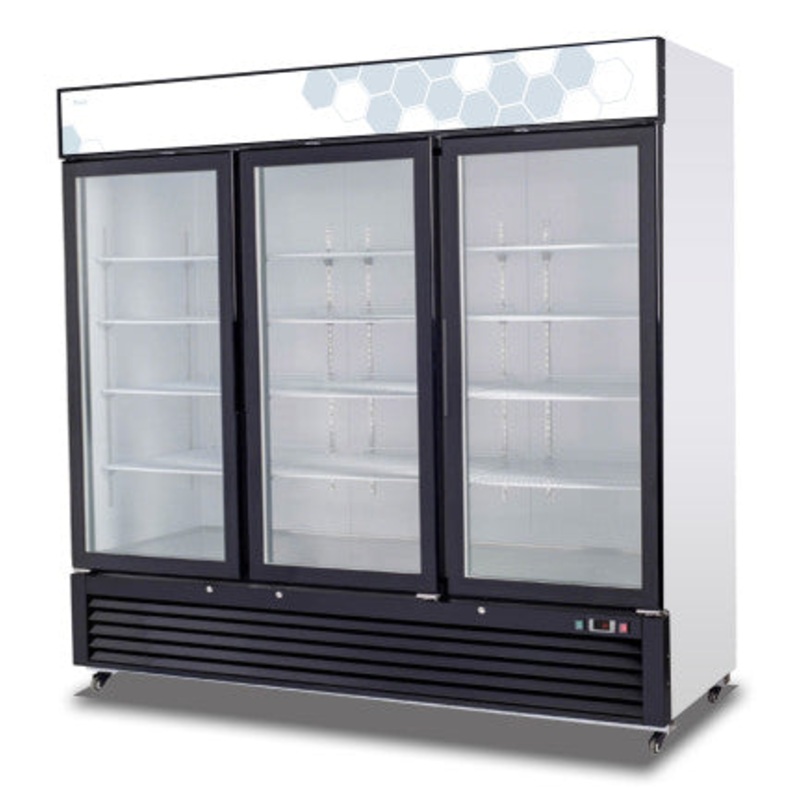 Migali C-72RM-HC Competitor Series 3 Glass Swing Door Merchandiser Refrigerator with LED Lighting 82" - 72 cu. ft.