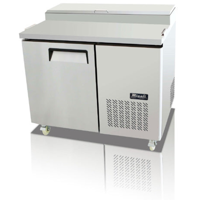 Migali C-PP44-HC Competitor Series 1-Section 1 Solid Door Refrigerated Pizza Prep Table 44" - Holds (6) 1/3 size pans - 14 cu.ft. - 115v