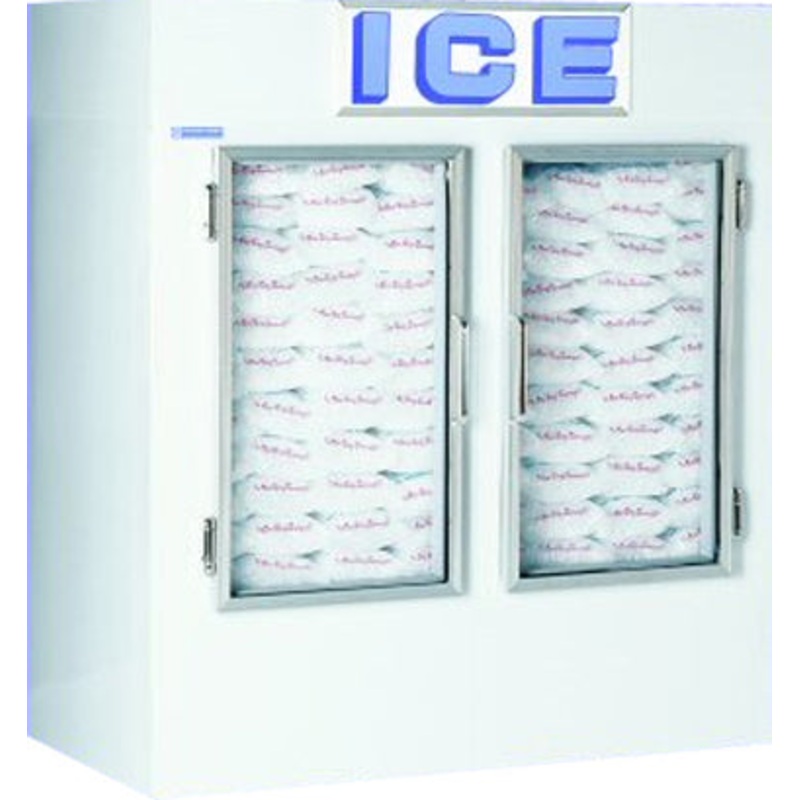 Polar Temp 650ADG Flat Front 2 Glass Door Auto Defrost Indoor Ice Merchandiser 72" - (200) 8-lb. Bag/Capacity - 58.8 cu. ft.