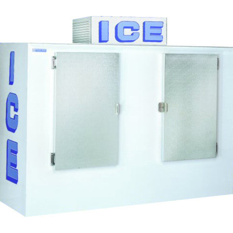 Polar Temp 850AD Flat Front 2 Solid Door Auto Defrost Outdoor Ice Merchandiser 84" - (255) 8-lb. Bag/Capacity - 85 cu. ft.