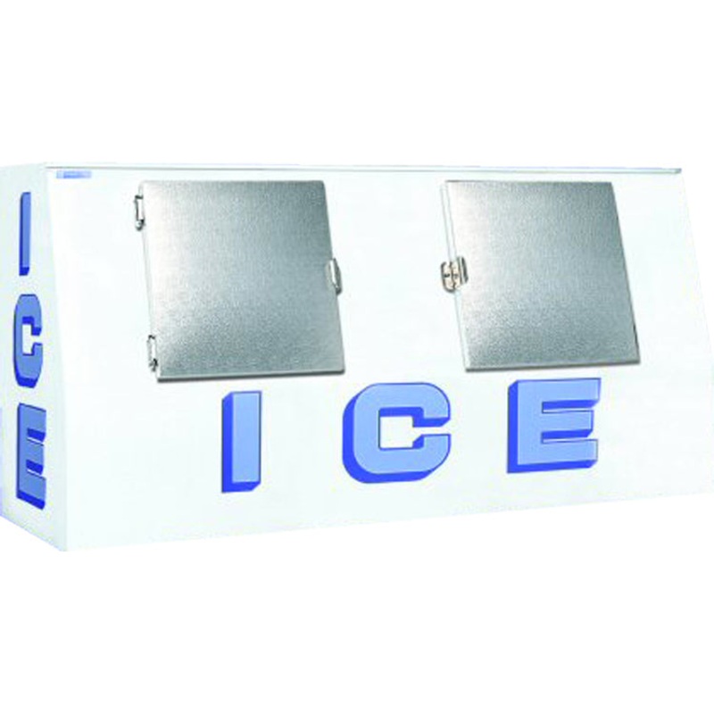 Polar Temp VT570AD Slant Front 2 Solid Door Auto Defrost Low Profile Outdoor Ice Merchandiser 96" - (190) 8-lb. Bag/Capacity - 60 cu. ft.