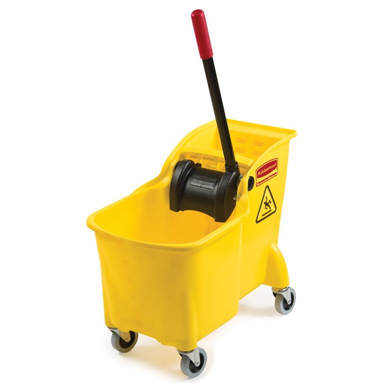 Rubbermaid FG738000YEL Tandem One-Piece Mop Bucket & Wringer Combo 31 Qt. - Yellow