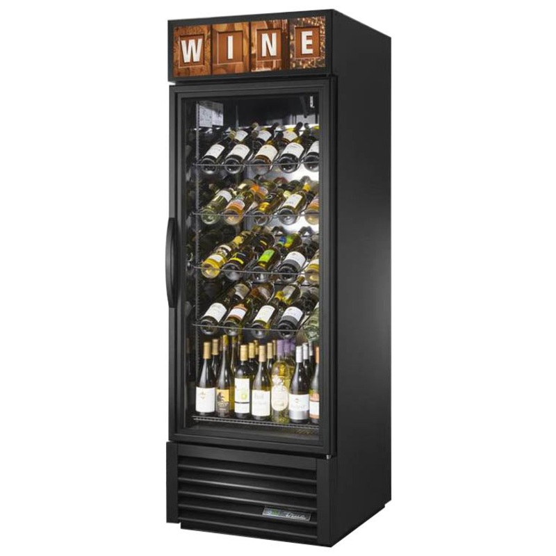 True GDM-23W-HC~TSL01 Black 1 Glass Swing Door Wine Merchandiser Refrigerator 27" - 115v