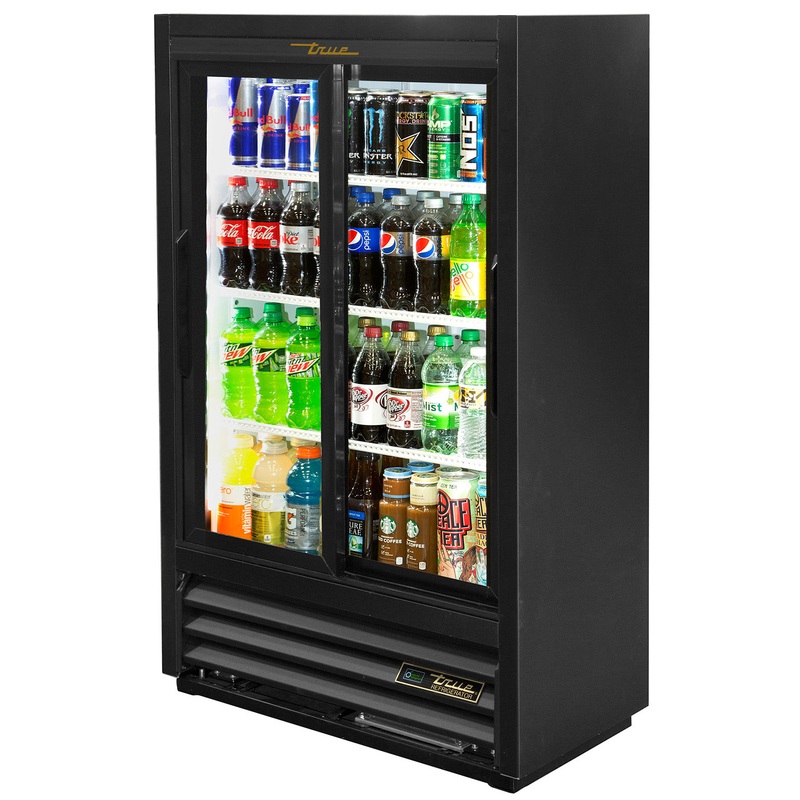 True GDM-33SSL-56-HC-LD Black 2 Glass Slide Door Refrigerated Convenience Store Merchandiser 36" - 115v