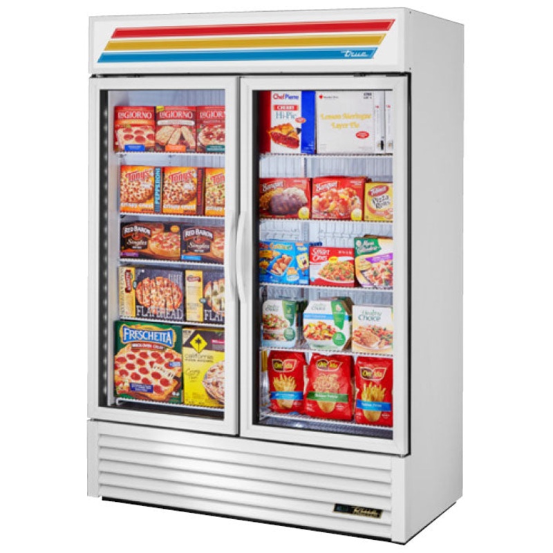 True GDM-49F-HC~TSL01 White 2 Glass Swing Door Merchandiser Freezer 54" - 49 cu. ft. - 115v