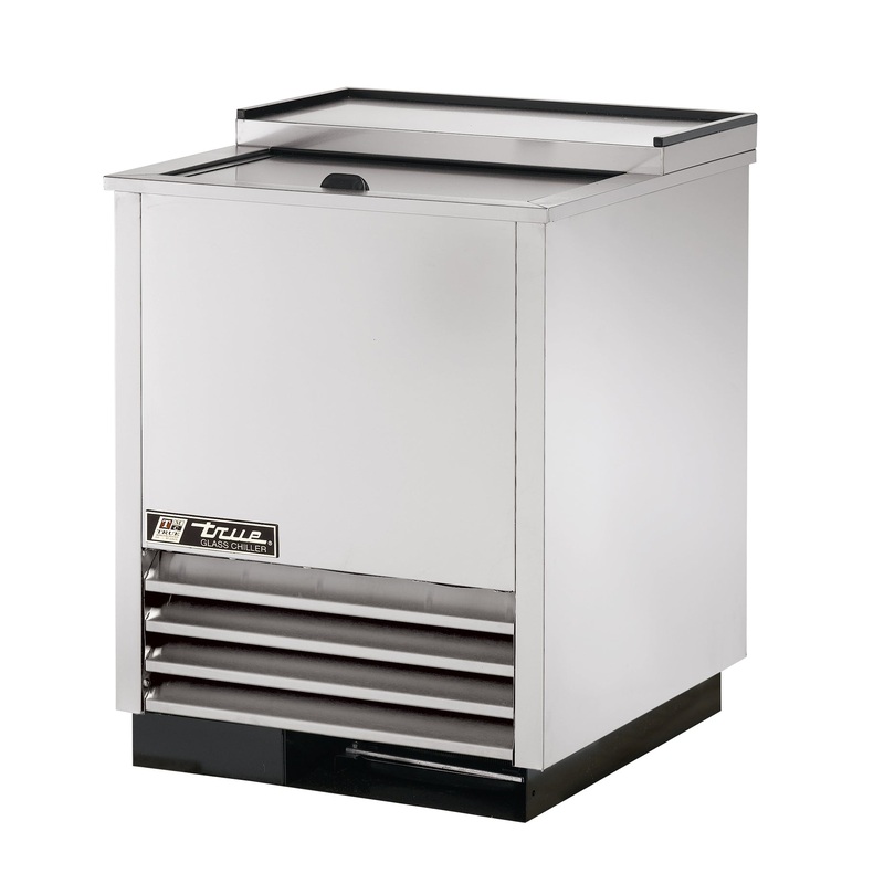 True T-24-GC-S-HC Stainless Steel 1-Section 1 Solid Slide Lid Glass and Plate Chiller/Froster 24" - Holds (90) 8" Mugs or (85) 10 oz. Steins - 115v