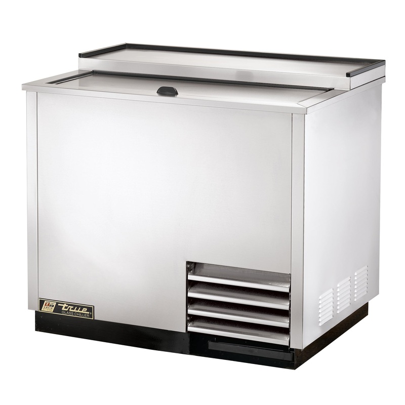 True T-36-GC-S-HC Stainless Steel 1-Section 1 Solid Slide Lid Glass and Plate Chiller/Froster 36" - Holds (180) 8" Mugs or (172) 10 oz. Steins - 115v