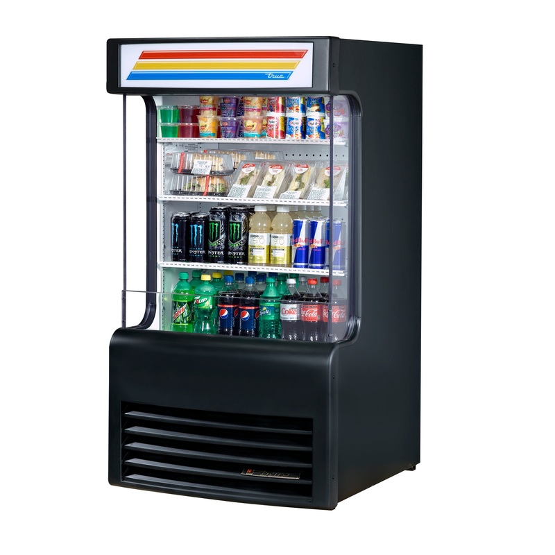 True TAC-14GS-LD Black Glass Sided Refrigerated Vertical Air Curtain Merchandiser 30" - 115v