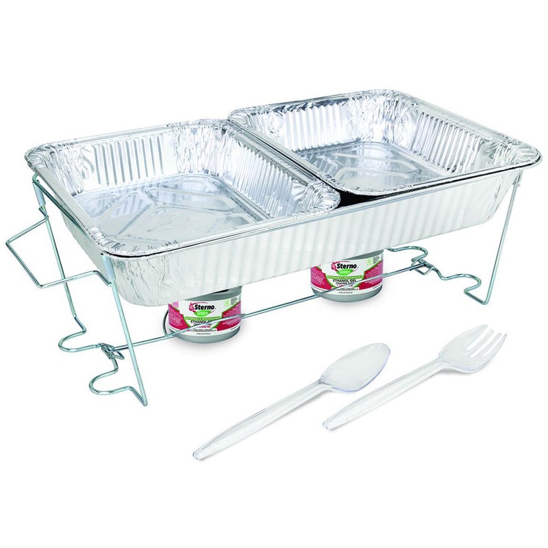 Sterno Products 70370 Buffet Kit with (2) Aluminum Half-Size Food Pans & Chafing Fuel 12-3/4" x 20-3/4"