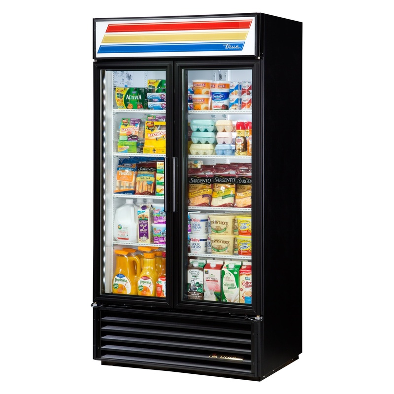 True GDM-35-HC~TSL01 Black 2 Glass Swing Door Refrigerated Merchandiser 40" - 115v