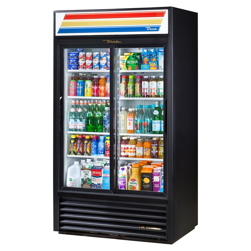 True GDM-37-HC-LD Black 2 Glass Slide Door Refrigerated Merchandiser 44" - 115v