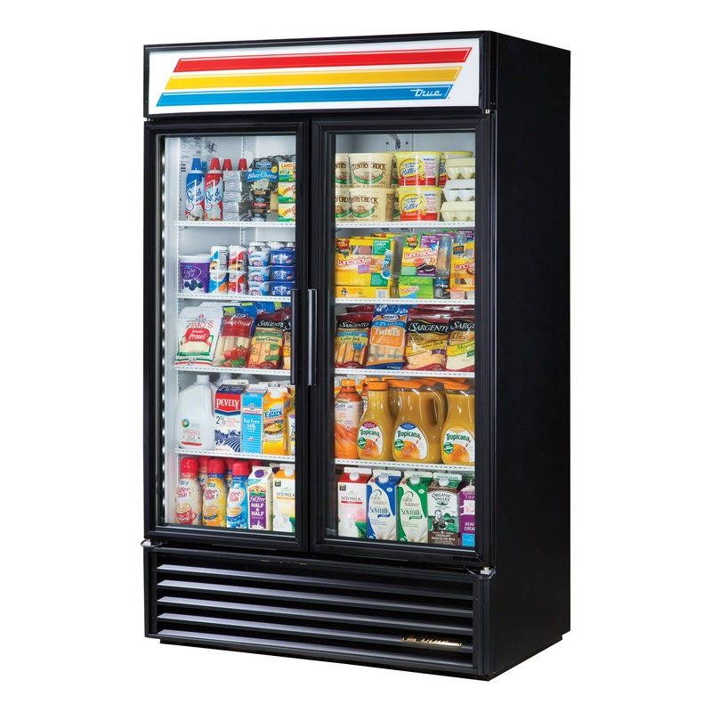 True GDM-43-HC~TSL01 Black 2 Glass Swing Door Refrigerated Merchandiser 47" - 115v