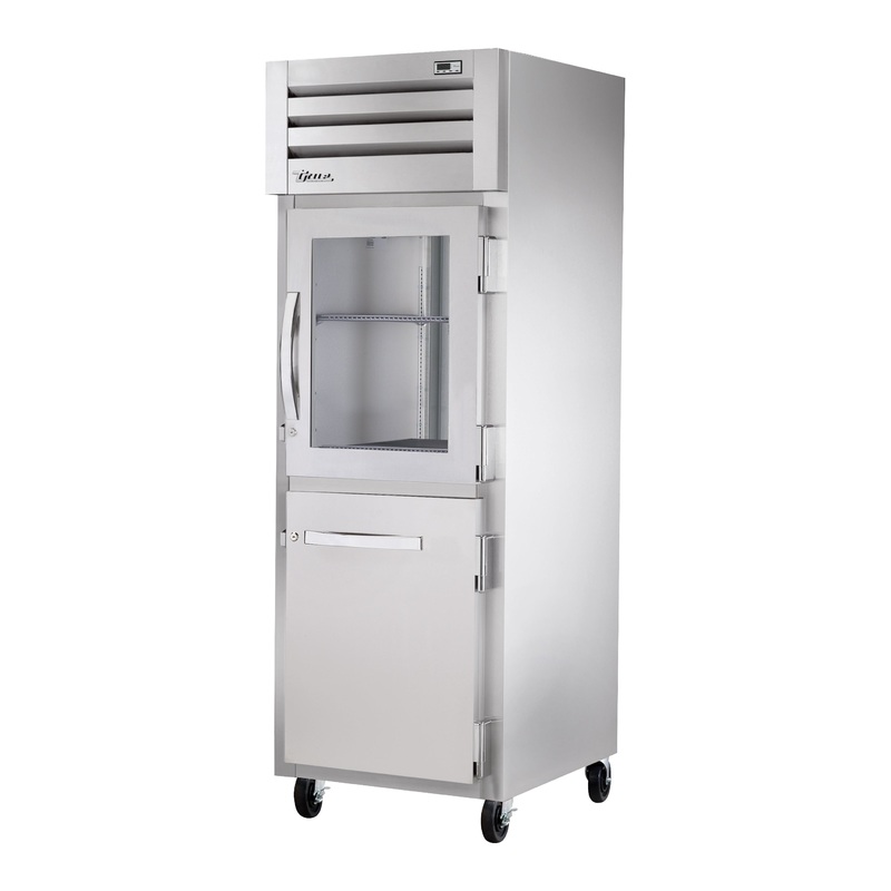 True STA1R-1HG/1HS-HC Spec Series 1-Section 1 Glass / 1 Solid Half Door Reach-In Refrigerator 27" - 31 cu. ft. - 115v