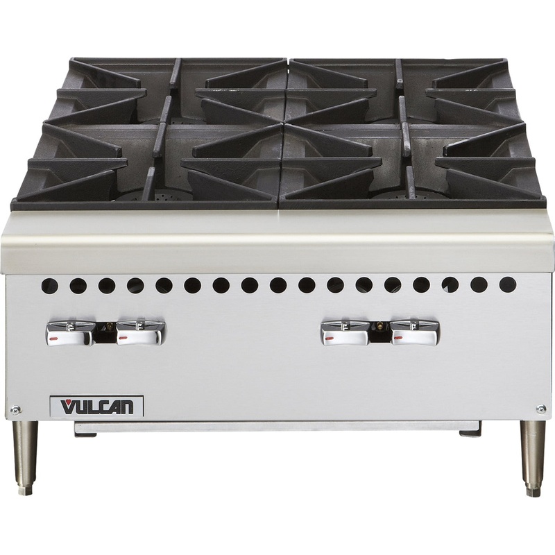 Vulcan VCRH24 Restaurant Series Countertop Natural Gas Hotplate w/ 4 Open Burners 24" - 100,000 BTU