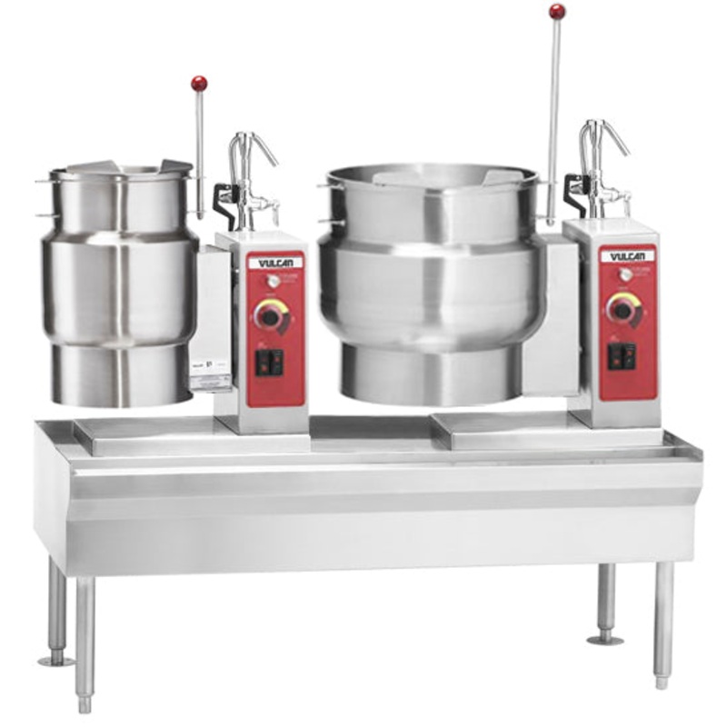 Vulcan VEKT64/612 Table 64"W with (1) 6 Gal. & (1) 12 Gal. Electric Tilting Kettles - 208v/3ph, 7.5 kW