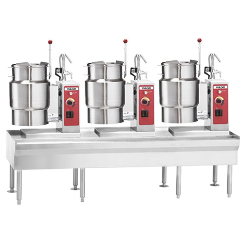 Vulcan VEKT80/666 Table 80"W with (3) Electric Tilting Kettle 6 Gal. ea. - 208v, 7.5 kW