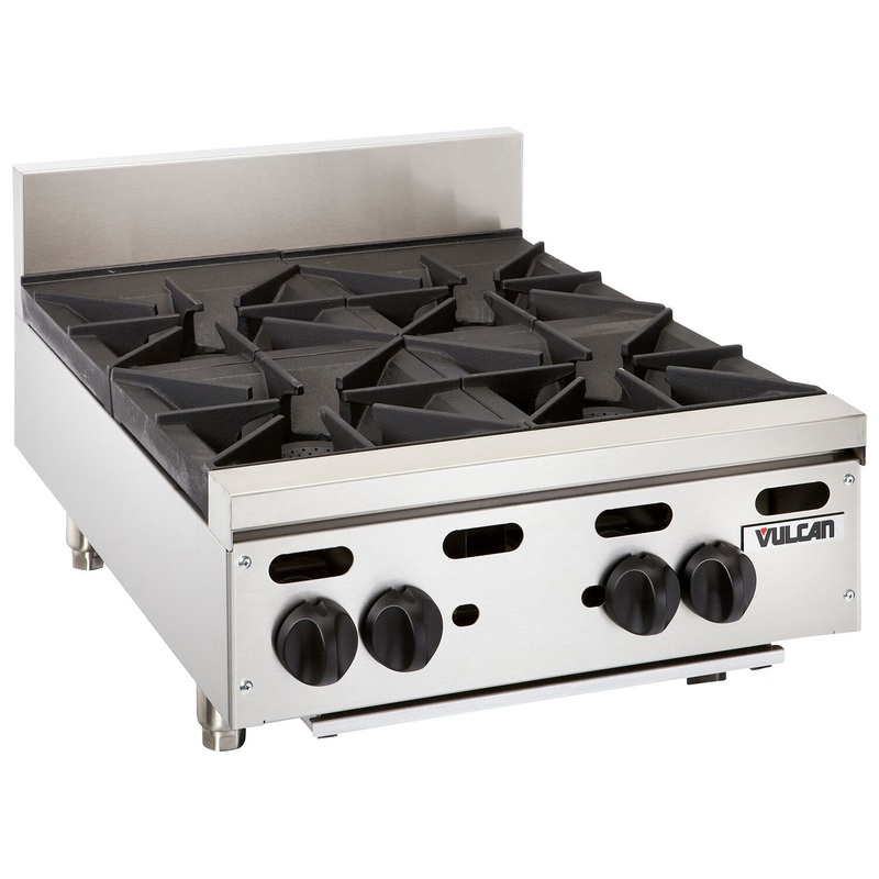 Vulcan VHP424 - Achiever Countertop Heavy Duty Gas Hotplate w/ 4 Open Burners 24" NG - 120,000 BTU