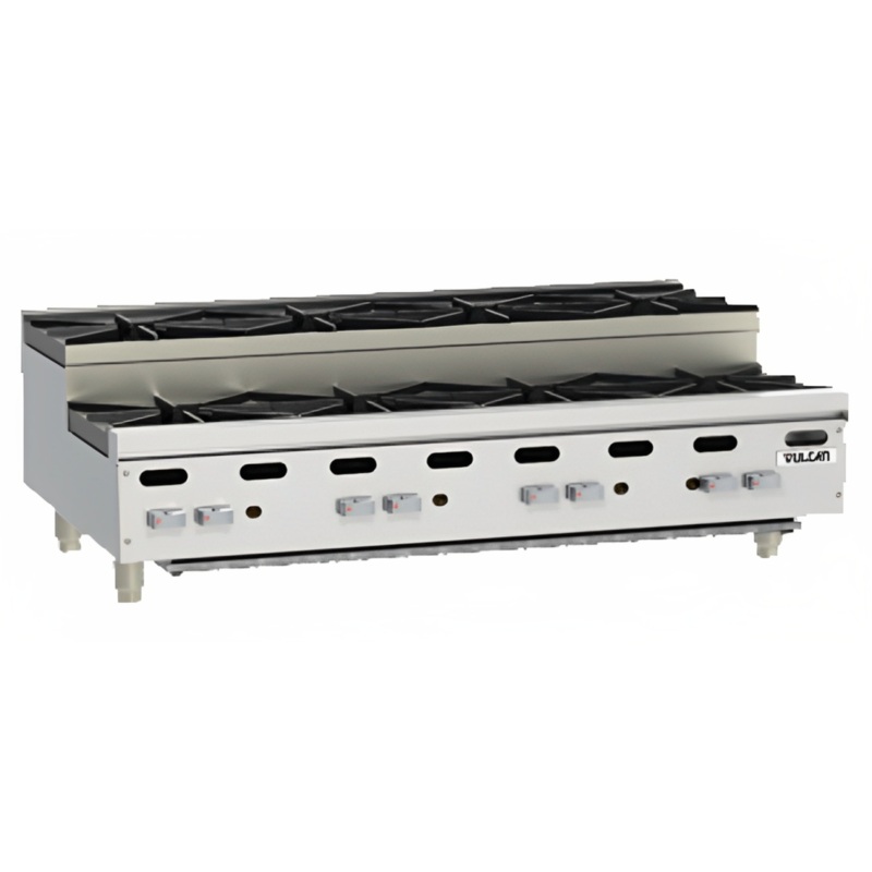 Vulcan VHP848U - Achiever Countertop Heavy Duty Step Up Gas Hotplate w/ 8 Open Burners 48" - 240,000 BTU