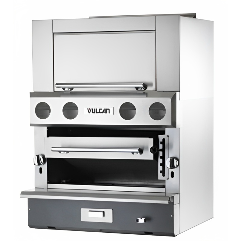 Vulcan VIR1F V Series Upright Infrared Natural Gas Broiler Modular (for Refrigerated Base Mount) w/ 4 Burners and Finishing Oven 36" - 100,000 BTU