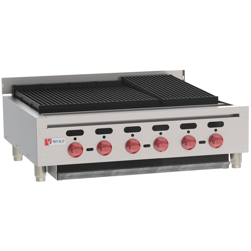 Wolf ACB36 Achiever Countertop Natural Gas Charbroiler w/ 6 Burners 36" - 102,000 BTU