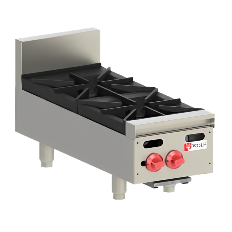 Wolf AHP212U - Achiever Step Up Countertop Gas Hotplate w/ 2 Open Burners 12" NG - 60,000 BTU