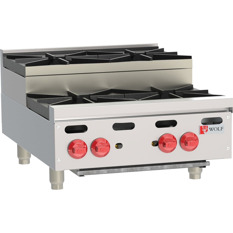 Wolf AHP424U - Achiever Step Up Countertop Gas Hotplate w/ 4 Open Burners 24" NG - 120,000 BTU