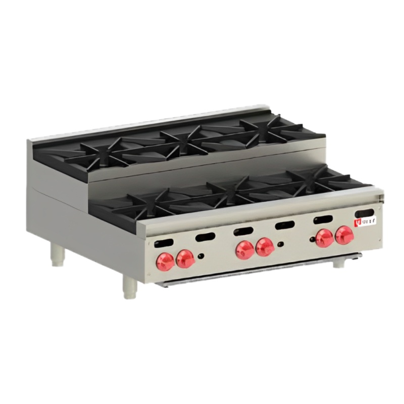 Wolf AHP636U - Achiever Step Up Countertop Gas Hotplate w/ 6 Open Burners 36" NG - 180,000 BTU