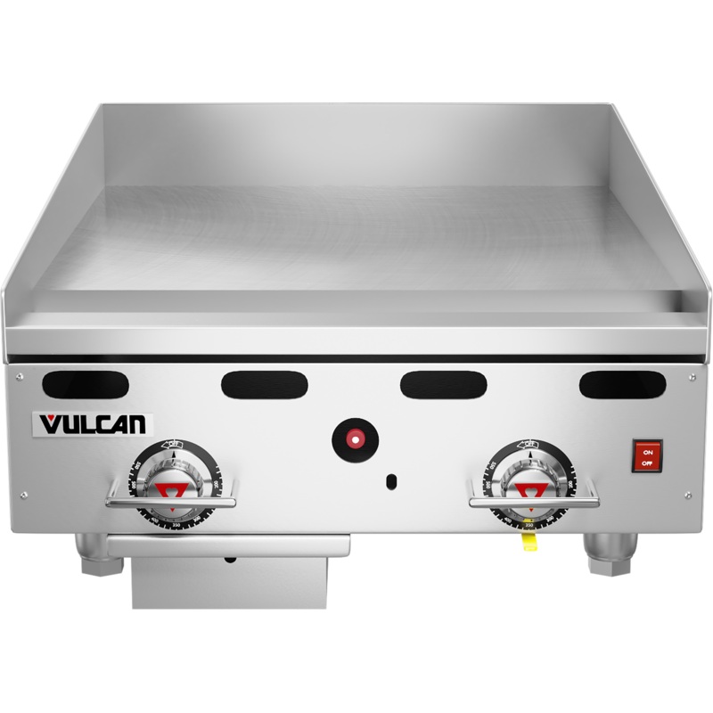 Vulcan 924RX-30 Countertop Heavy Duty Gas Griddle w/ 2 Snap-Action Thermostatic Controls & Extra Deep Plate 24" NG - 54,000 BTU