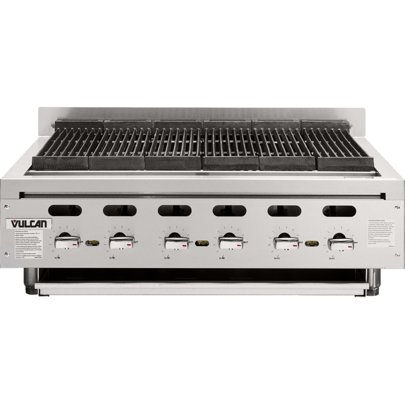 Vulcan VACB36-101 Achiever Countertop Radiant Gas Charbroiler w/ 6 Burners 36" NG - 102,000 BTU