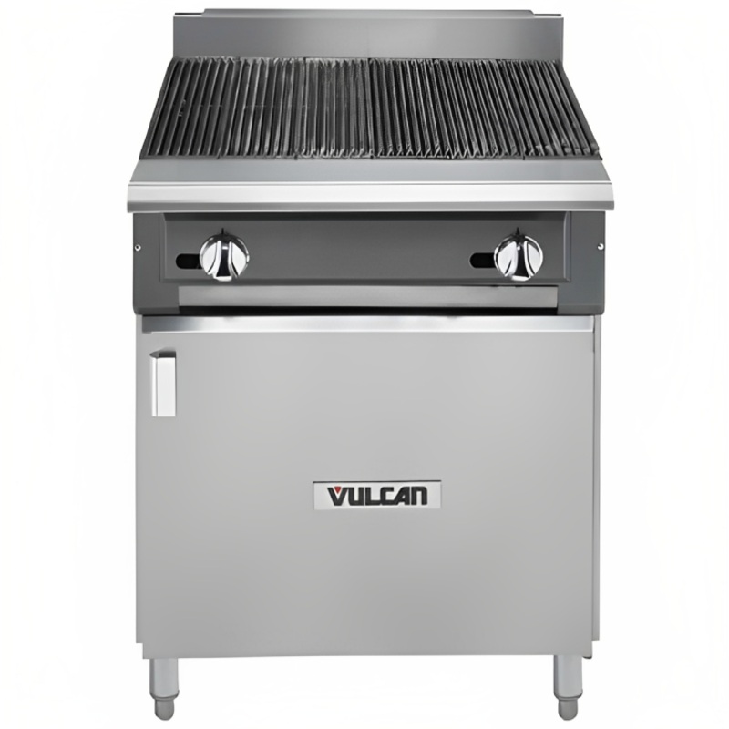 Vulcan VCBB24B V Series Heavy Duty Radiant Natural Gas Charbroiler w/ 4 Burners & Cabinet Base 24" - 65,000 BTU