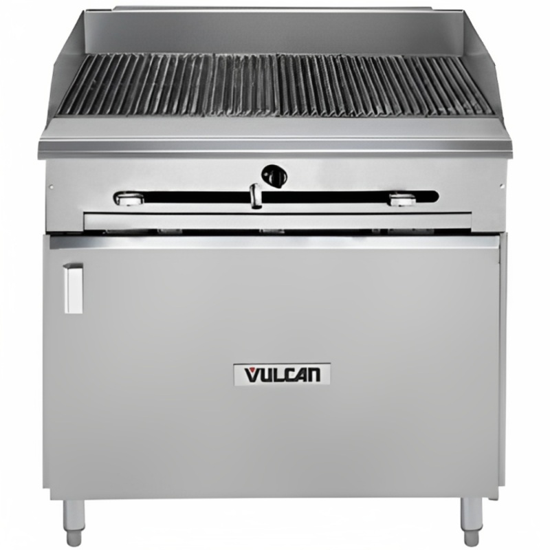 Vulcan VCBB36B V Series Heavy Duty Radiant Natural Gas Charbroiler w/ 6 Burners & Cabinet Base 36" - 99,000 BTU