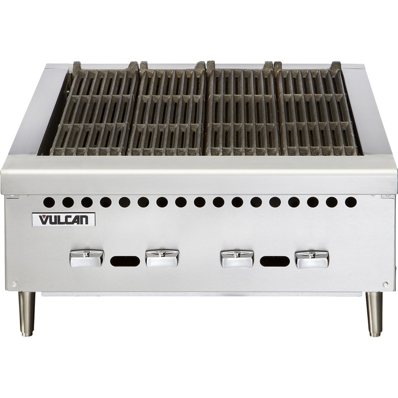Vulcan VCRB25-1 - Countertop Low Profile Heavy-Duty Radiant Gas Charbroiler w/ 4 Burners 25" NG - 58,000 BTU
