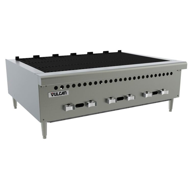 Vulcan VCRB36-1 - Countertop Low Profile Heavy-Duty Radiant Gas Charbroiler w/ 6 Burners 36" NG - 87,000 BTU